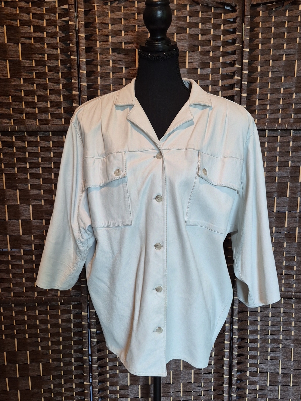 Leather Classic Light Cream Bomber Jacket - Women's Relaxed Fit